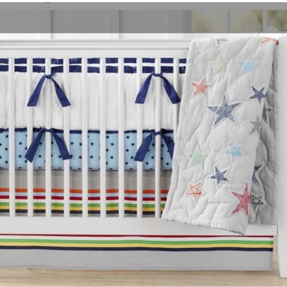 NWT Pottery Barn Baby Camden Stripe Tailored Crib Skirt